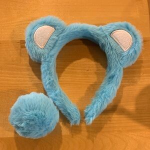 Blue Furry Care Bear Ear Headband with Pom Pom Tail- Costume Accessories